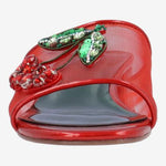 Red heel with decorative cherry elements front