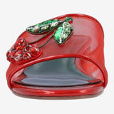 Red heel with decorative cherry elements front