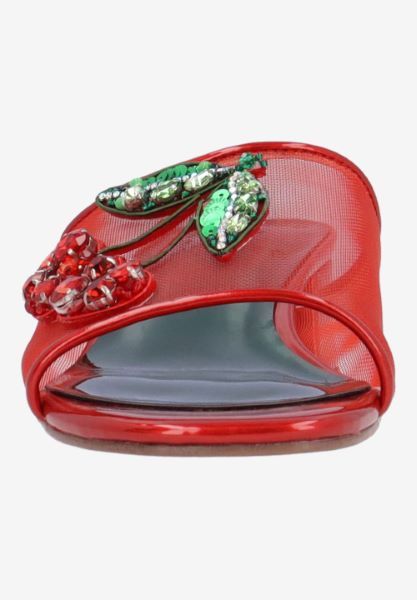 Red heel with decorative cherry elements front