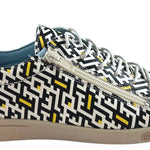 Patterned sneaker with a zipper close-up