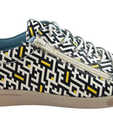 Patterned sneaker with a zipper close-up