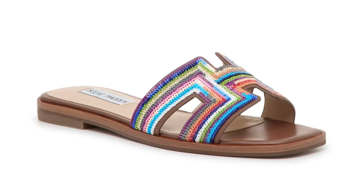 Multicolored striped sandal side