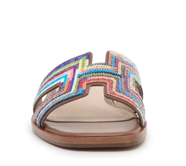 Multicolored striped sandal front