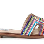 Multicolored striped sandal close-up
