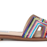 Multicolored striped sandal close-up