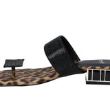 Black sandal with leopard print sole inside 2