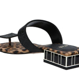 Black sandal with leopard print sole heel