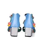 Colorful heel with block heel and multi-colored tassel on strap pair 3