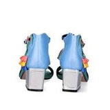 Colorful heel with block heel and multi-colored tassel on strap pair 3