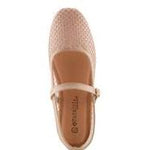 Beige mesh flat shoe with a strap top