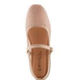 Beige mesh flat shoe with a strap top