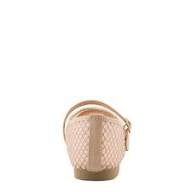 Beige mesh flat shoe with a strap heel
