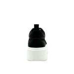 Black mesh sneaker with a white sole heel