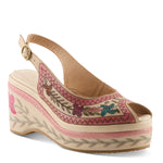 Wedge sandal with floral embroidery side