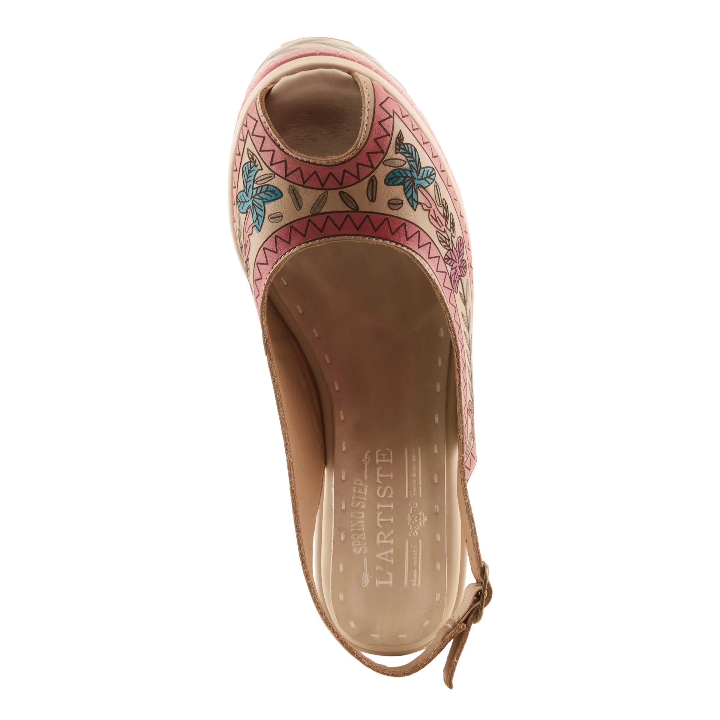 Wedge sandal with floral embroidery top
