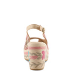 Wedge sandal with floral embroidery heel