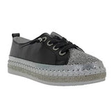 Black sneaker with gray sole front