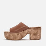 Brown platform sandal with woven sole side