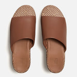 Brown platform sandal with woven sole top 2