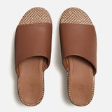 Brown platform sandal with woven sole top 2