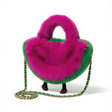 Jayley Pink and Green Water Melon Bamboo Fur Bag