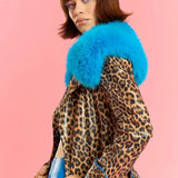 Jayley Faux Suede Trench Coat with Faux Fur Collar