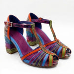 Colorful heel with a patterned sole pair side