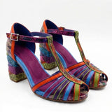 Colorful heel with a patterned sole pair side