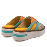 Colorful sneaker with floral pattern pair heel