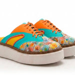 Colorful sneaker with floral pattern pair