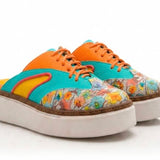Colorful sneaker with floral pattern pair