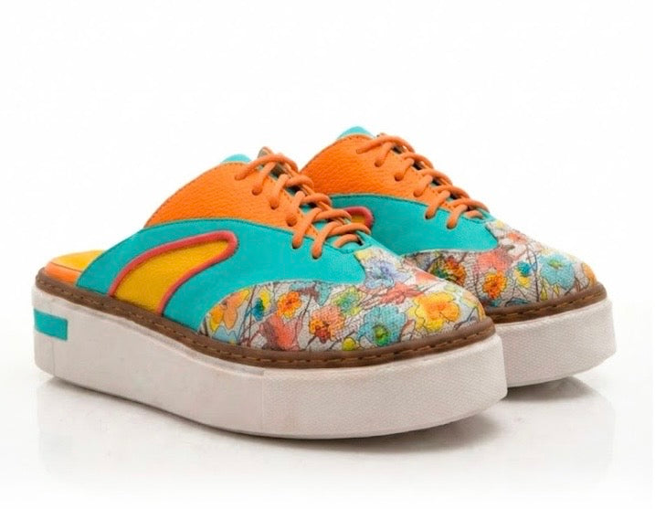 Colorful sneaker with floral pattern pair