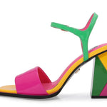 Colorful sandal with a geometric heel design alt 2