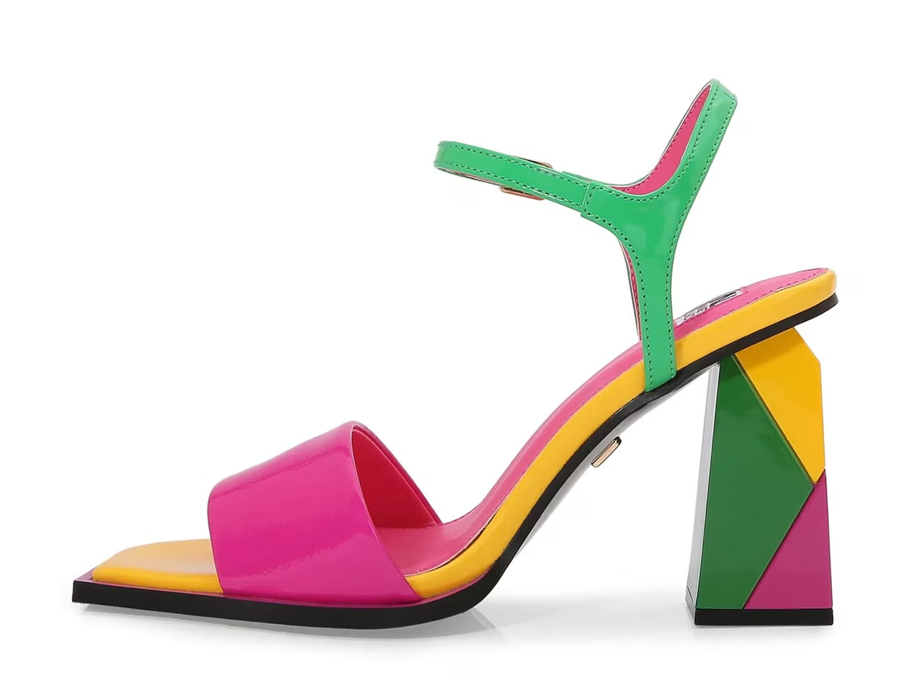 Colorful sandal with a geometric heel design alt 2