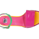 Colorful sandal with a geometric heel design top 2