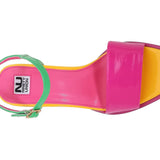 Colorful sandal with a geometric heel design top 2