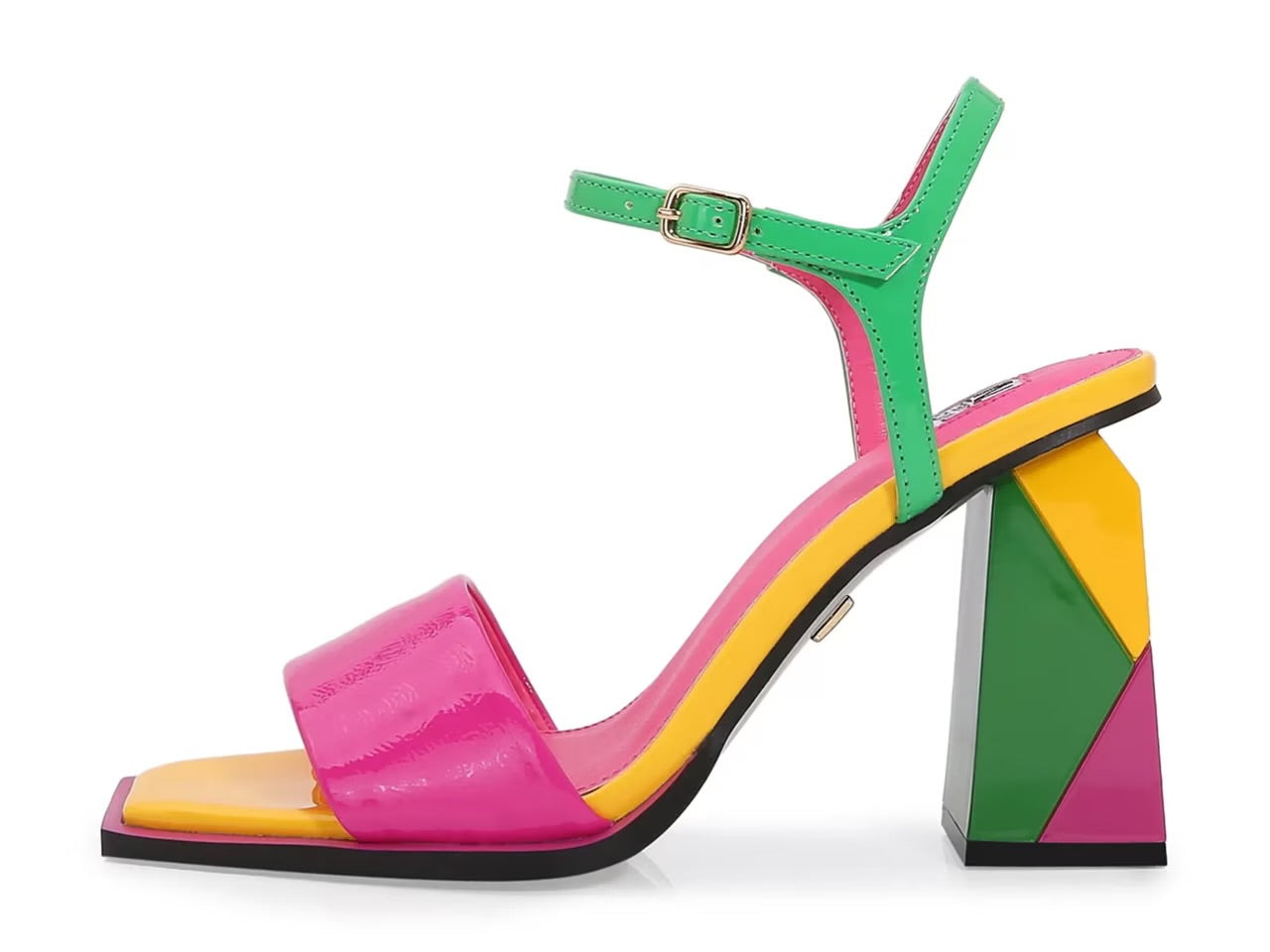 Colorful sandal with a geometric heel design alt 3