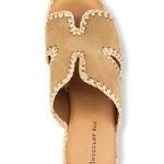 Beige wedge sandal with woven sole top