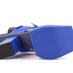 Blue high-heeled sandal with brown strap bottom