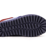Close-up of a pair of boots with a focus on the sole on a white background