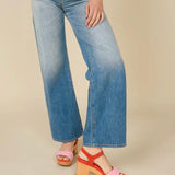 Red and pink wedge with wooden block heel model 2