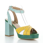 Multicolored heel with block heel close-up