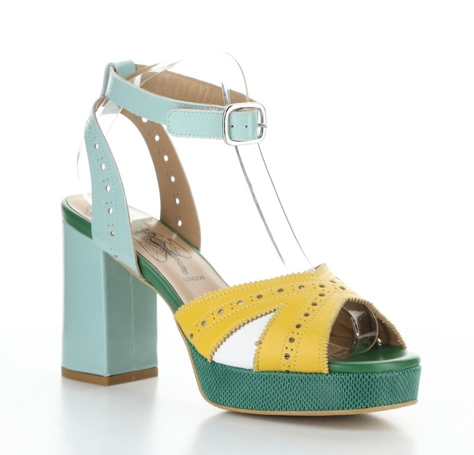 Multicolored heel with block heel close-up