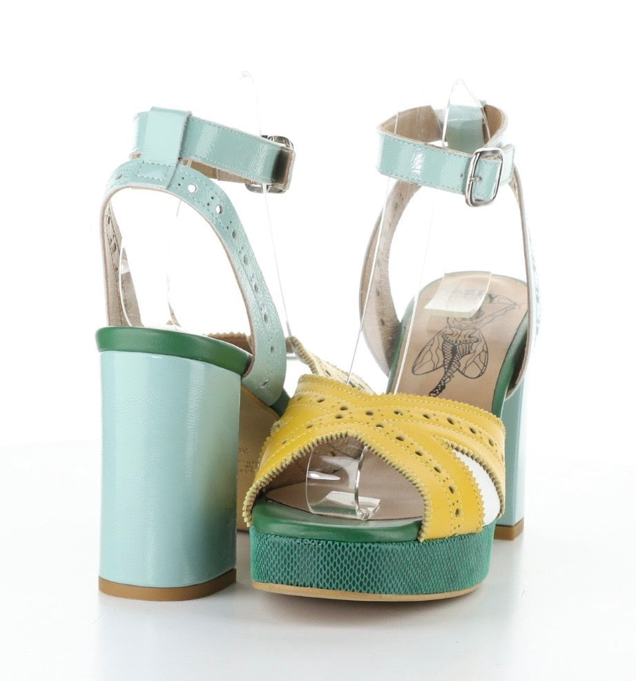 Multicolored heel with block heel pair