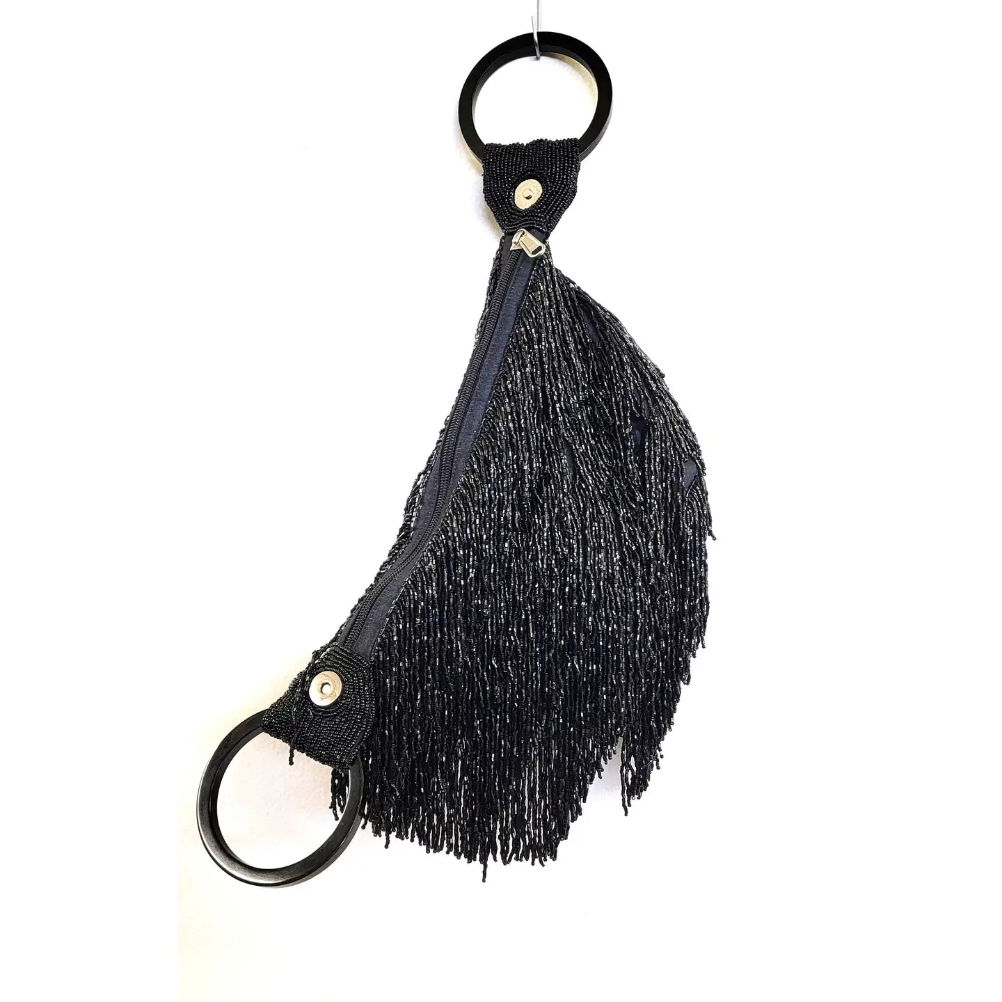 Hand Beaded Fringe Wristlet Evening Bag