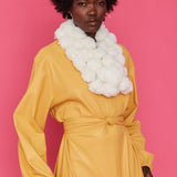 Jayley Cream Coney Fur Pom Detail Scarf