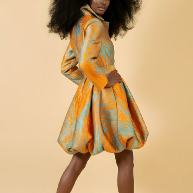 Samuel Dong Jacquard Bubble Coat Dress