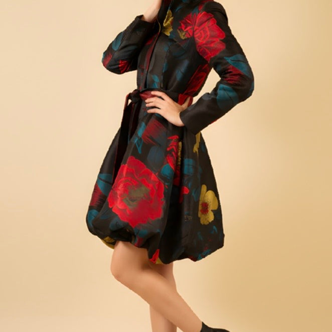 Samuel Dong Jacquard Bubble Coat Dress