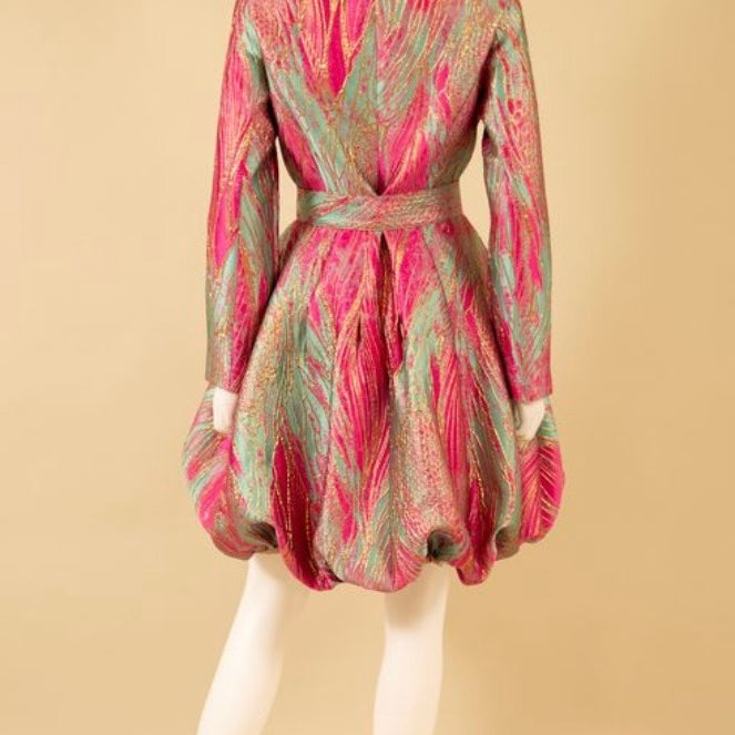 Samuel Dong Jacquard Bubble Coat Dress