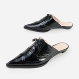 Intentionally Blank Lace-Up Flat Mule K026